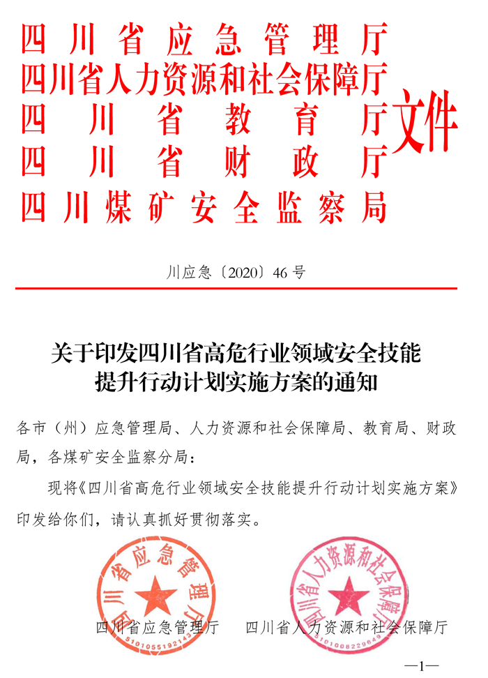 川应急〔2020〕46号-关于印发四川省高危行业领域安全技能提升行动计划实施方案的通知(1)-1.jpg